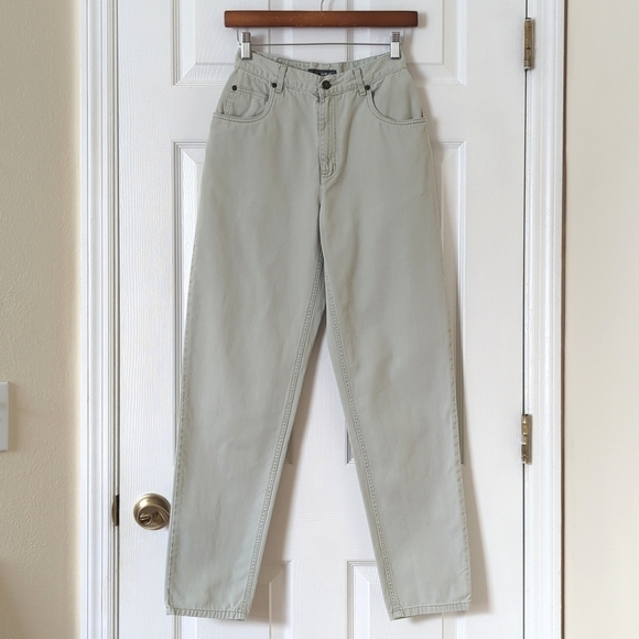 Liz Wear 90's Vintage Classic High Waisted Tapered Leg Mom Jeans Sage Green 4 - Picture 1 of 14